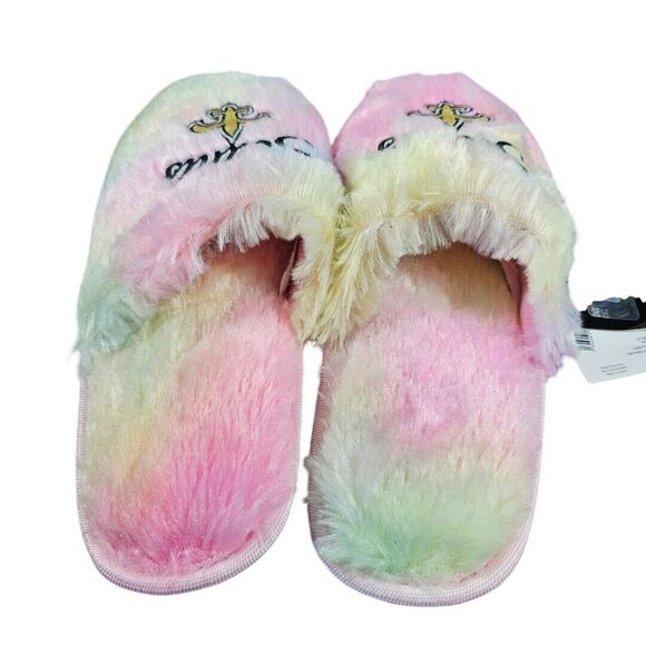 New Orleans Saint Kids Girl SZ XL (7-8) Multi Color Fluffy Slippers NFL by FOCO - Picture 3 of 8